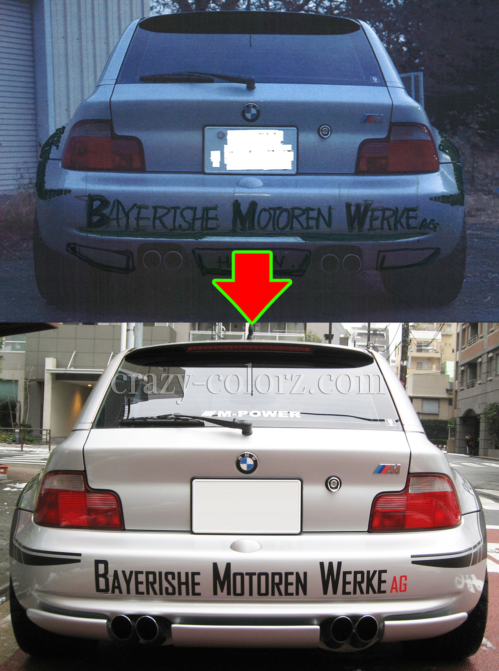 BMW Z3　４点　ラッピング 付き BMW Z3 カーラッピング 愛知県 フルラッピング 部分ラッピング ドレス