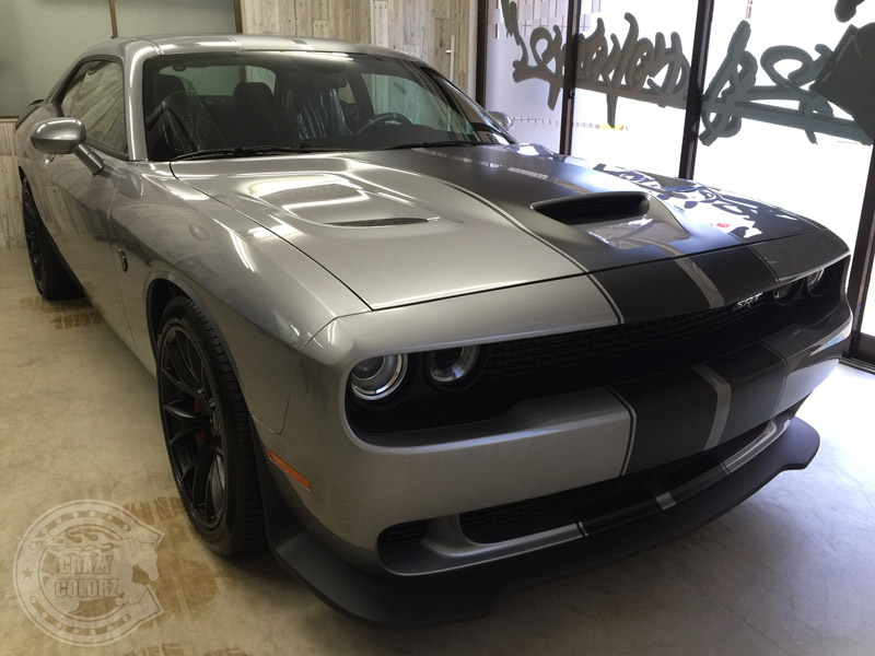 Dodge Challenger Hellcat Stripe Glare Coating カーラッピング ボディーコーティング専門店 株 クレイジーカラーズ Crazy Colorz