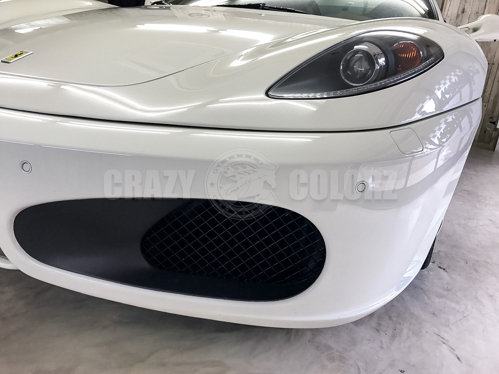 フロントバンパーとヘッドライトへPPFを施工したフェラーリ F430 Spider