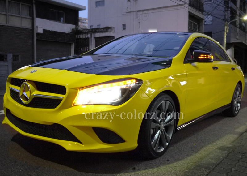 メルセデス・ベンツ CLA グロスイエローとブラックのツートンラッピング完成車