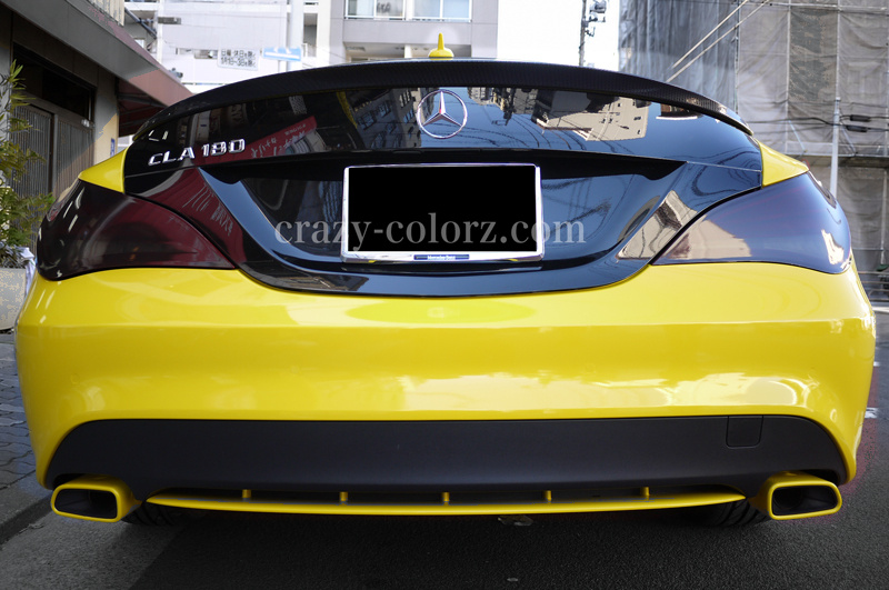 ベンツ CLA グロスイエローとブラックのリアバイカラー