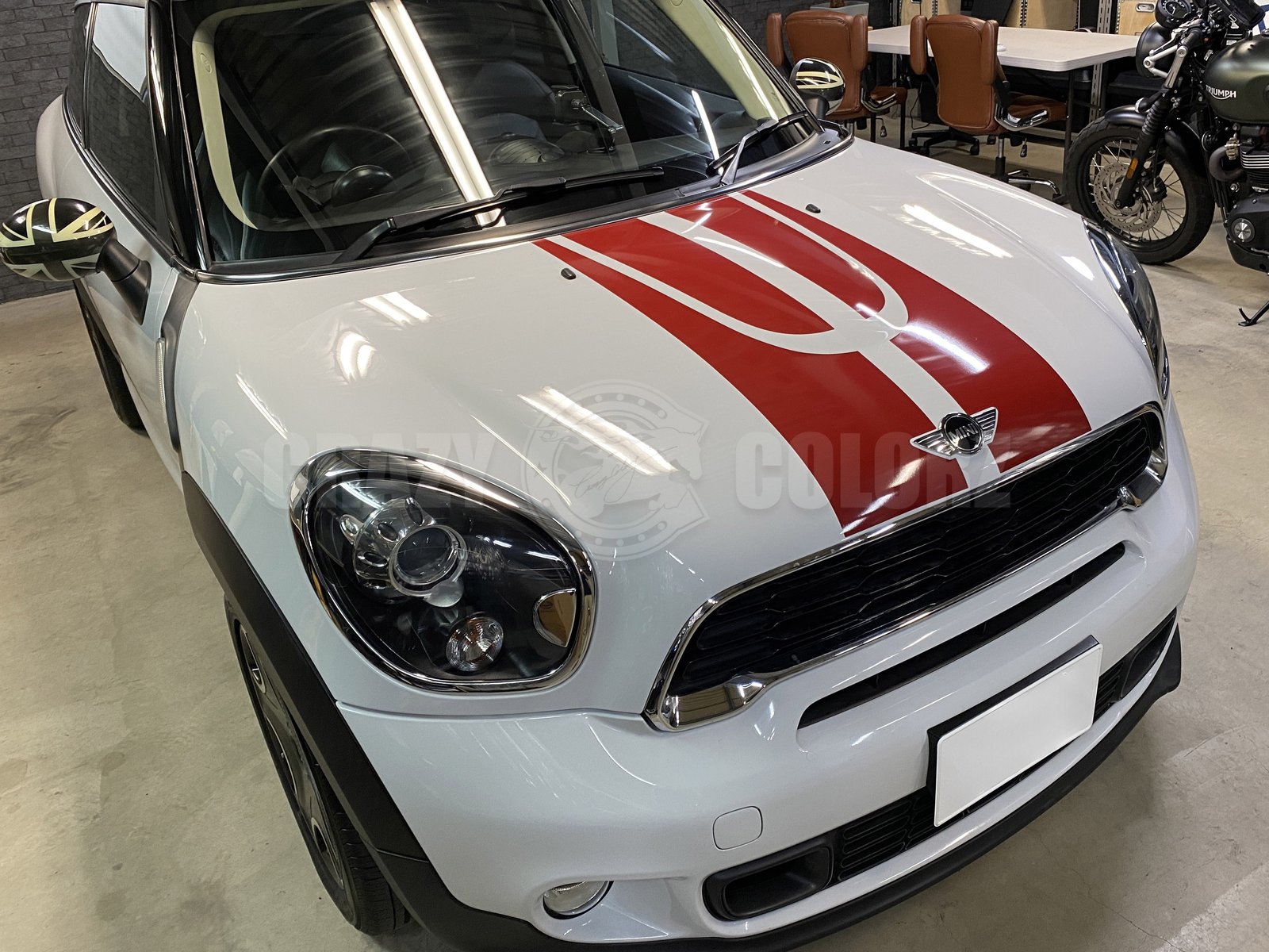 MINI ペースマン 新しいストライプへ貼り替え後 フロント 東京